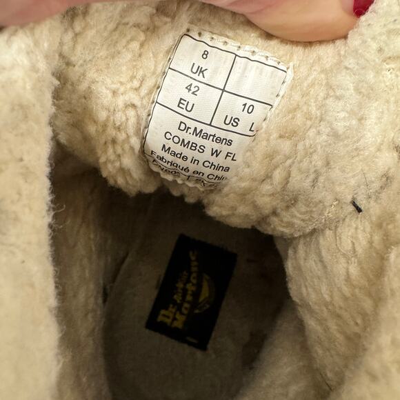 Dr Doc Martens Boots Womens 10 Combs Gunmetal Fray Faux Fur Lined Lace Up - Picture 7 of 12